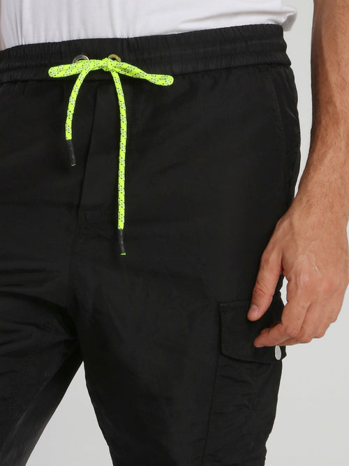 Black Drawstring Cargo Pants