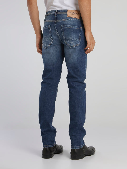 Distressed Tapered Cut Jeans