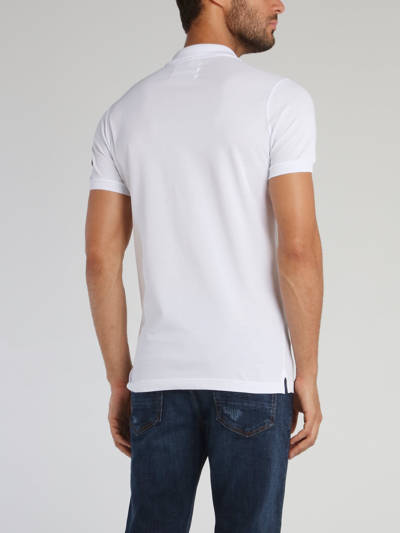 White Logo Patched Polo Shirt