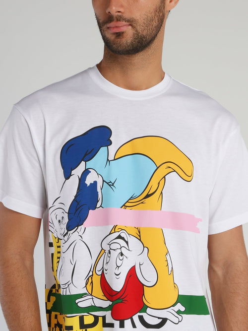 Dopey White Graphic Print T-Shirt