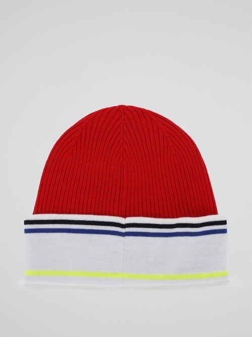 Red Logo Virgin Wool Knitted Cap