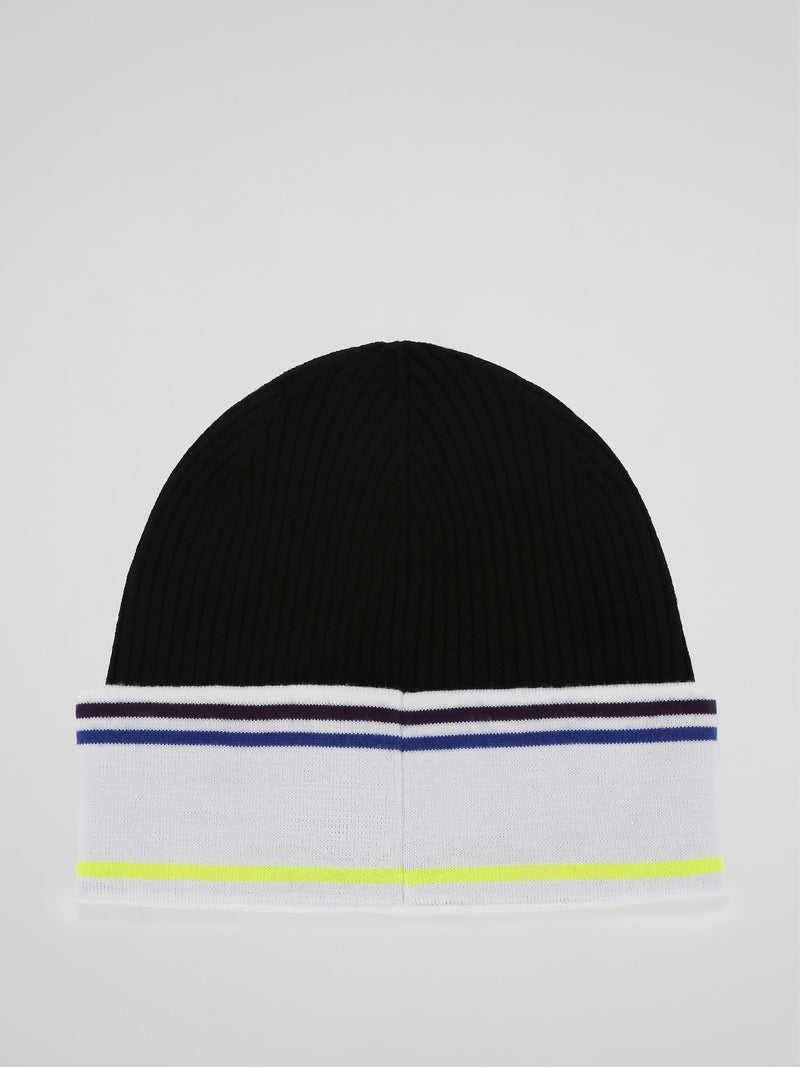 Black Logo Virgin Wool Knitted Cap