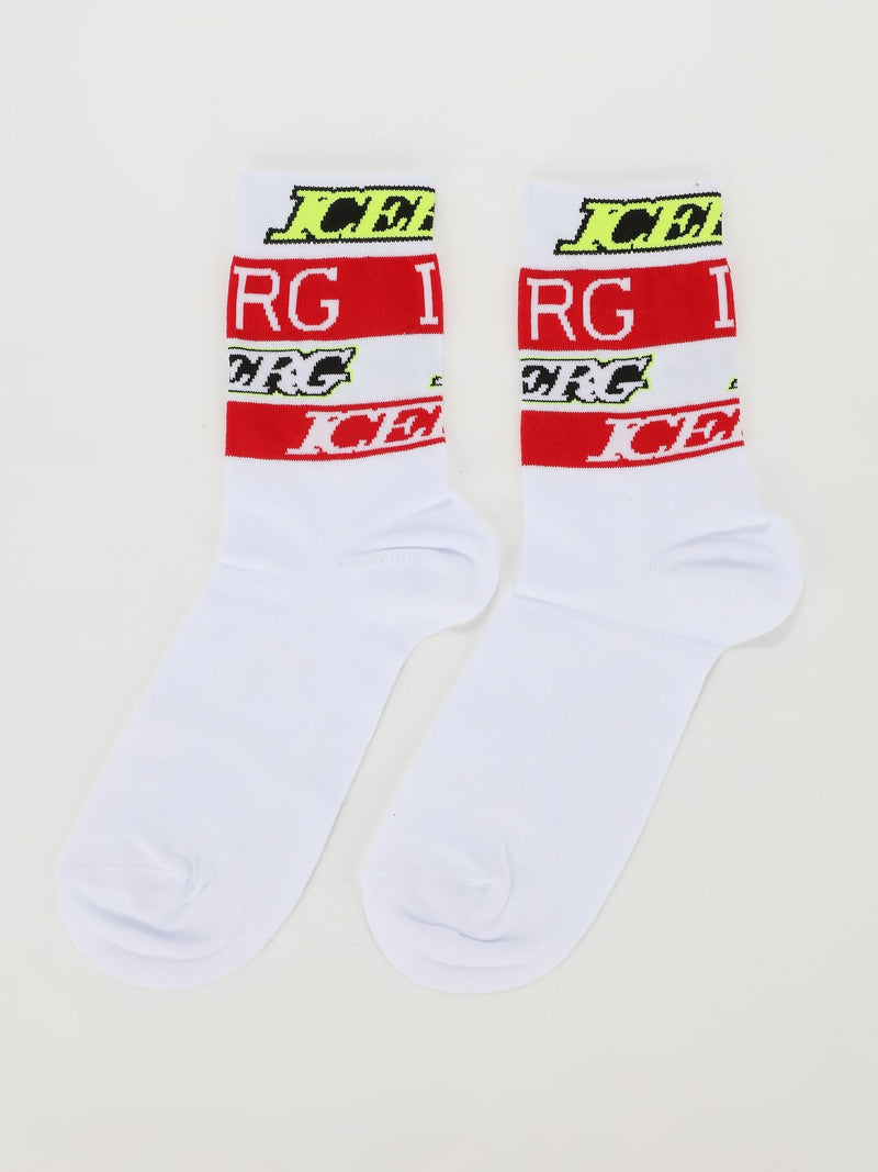 White Logo Cotton Socks