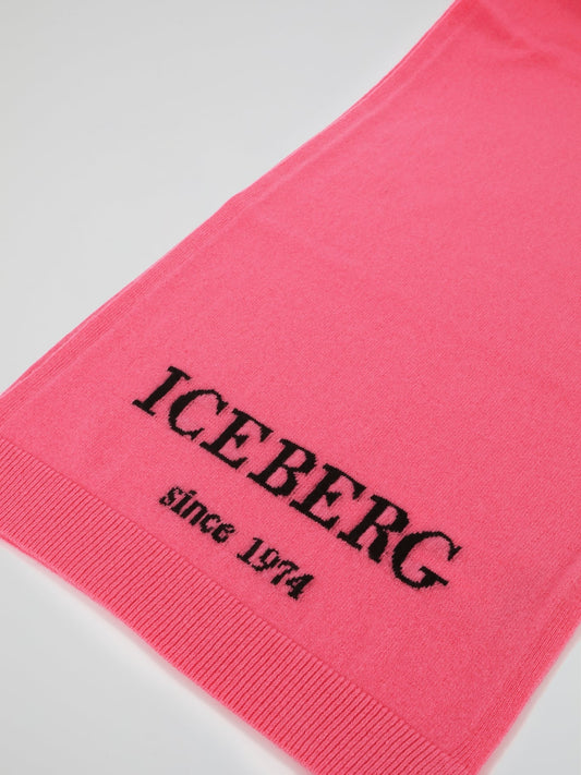 Pink Logo Knitted Scarf