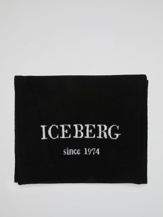 Black Logo Knitted Scarf