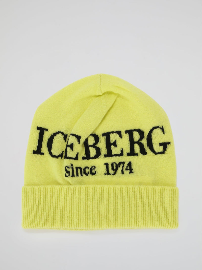 Yellow Logo Cashmere Knitted Beanie