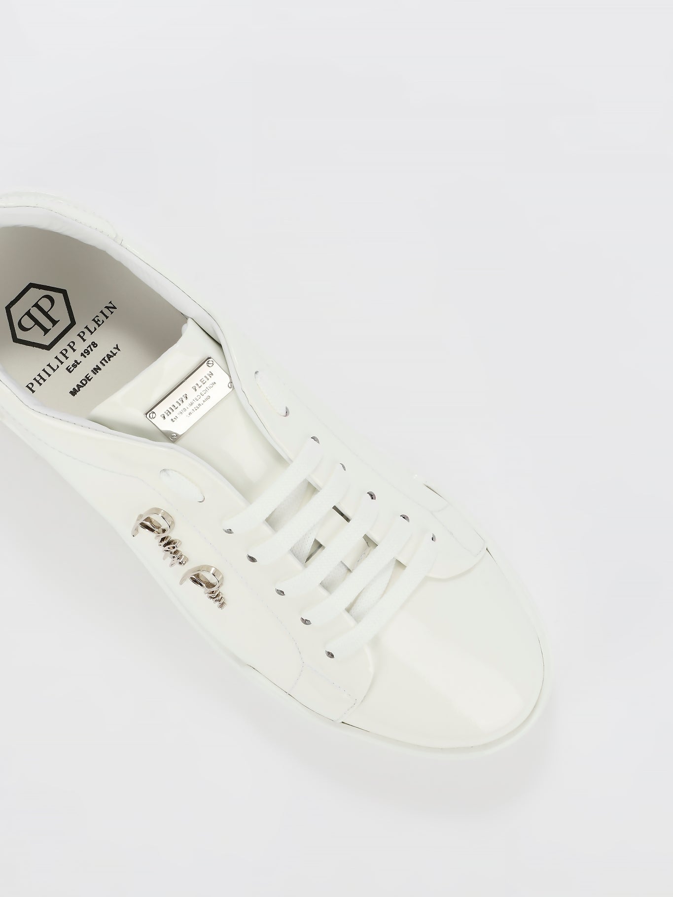 White Patent Leather Platform Sneakers