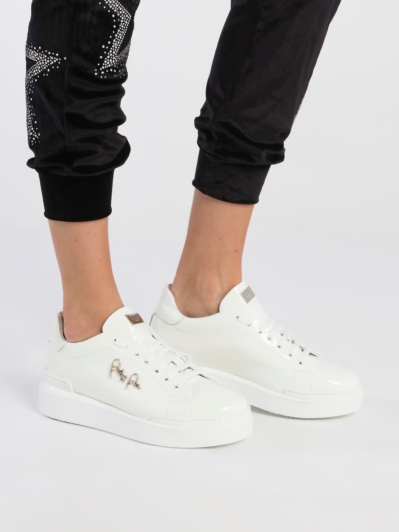 White Patent Leather Platform Sneakers