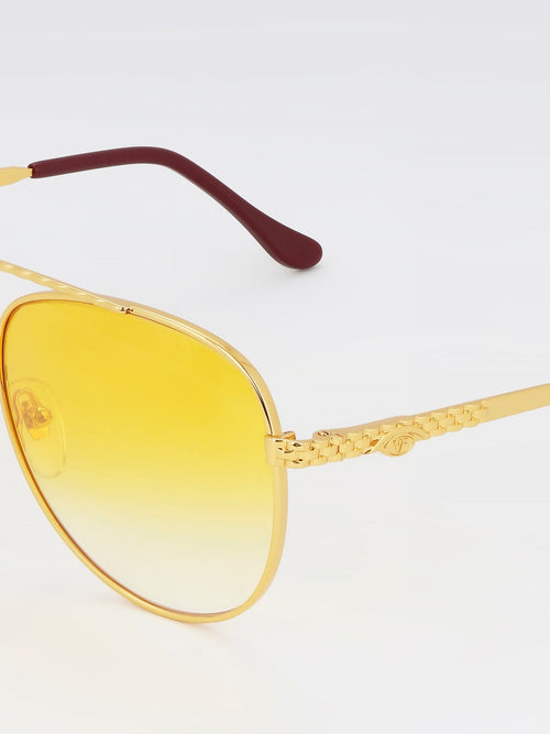 Yellow Gradient Mirror Lens Sunglasses