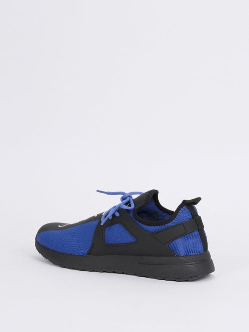 Blue Mesh Panel Lace up Sneakers