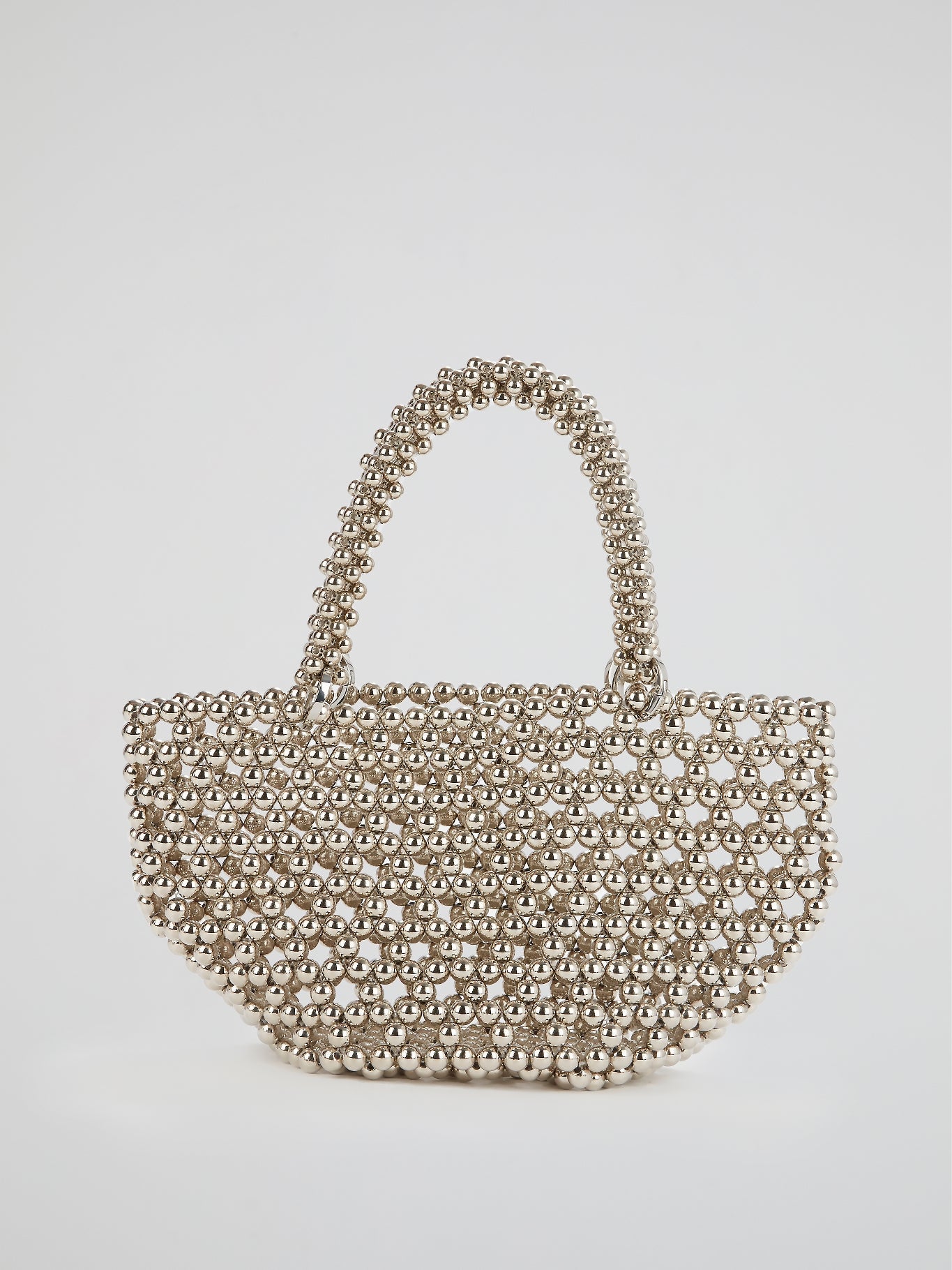 Silver Tako Pearl Beaded Tote Bag