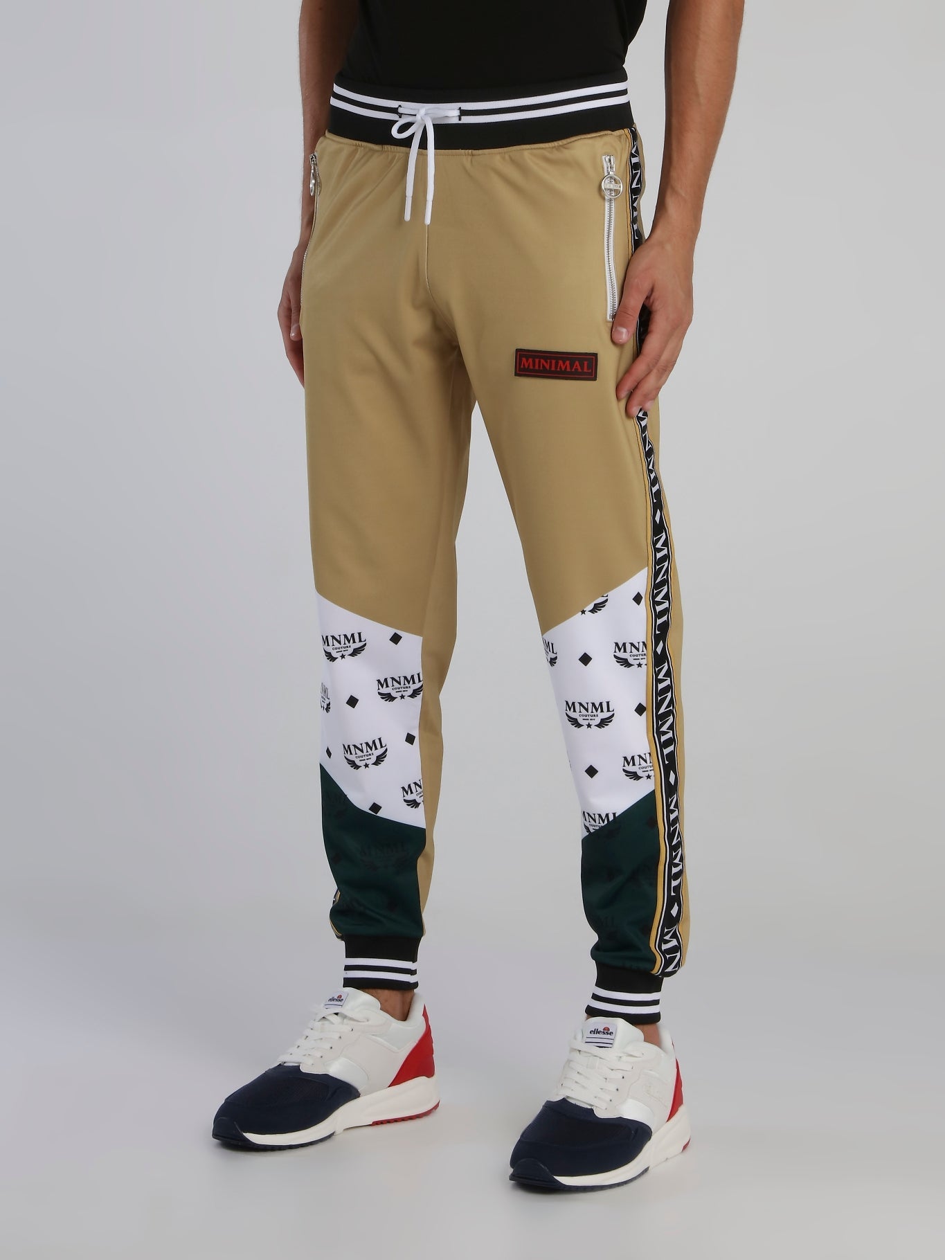 Khaki Drawstring Monogram Track Pants