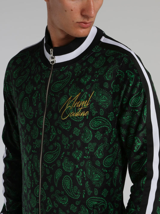 Green Paisley Print Sweatshirt