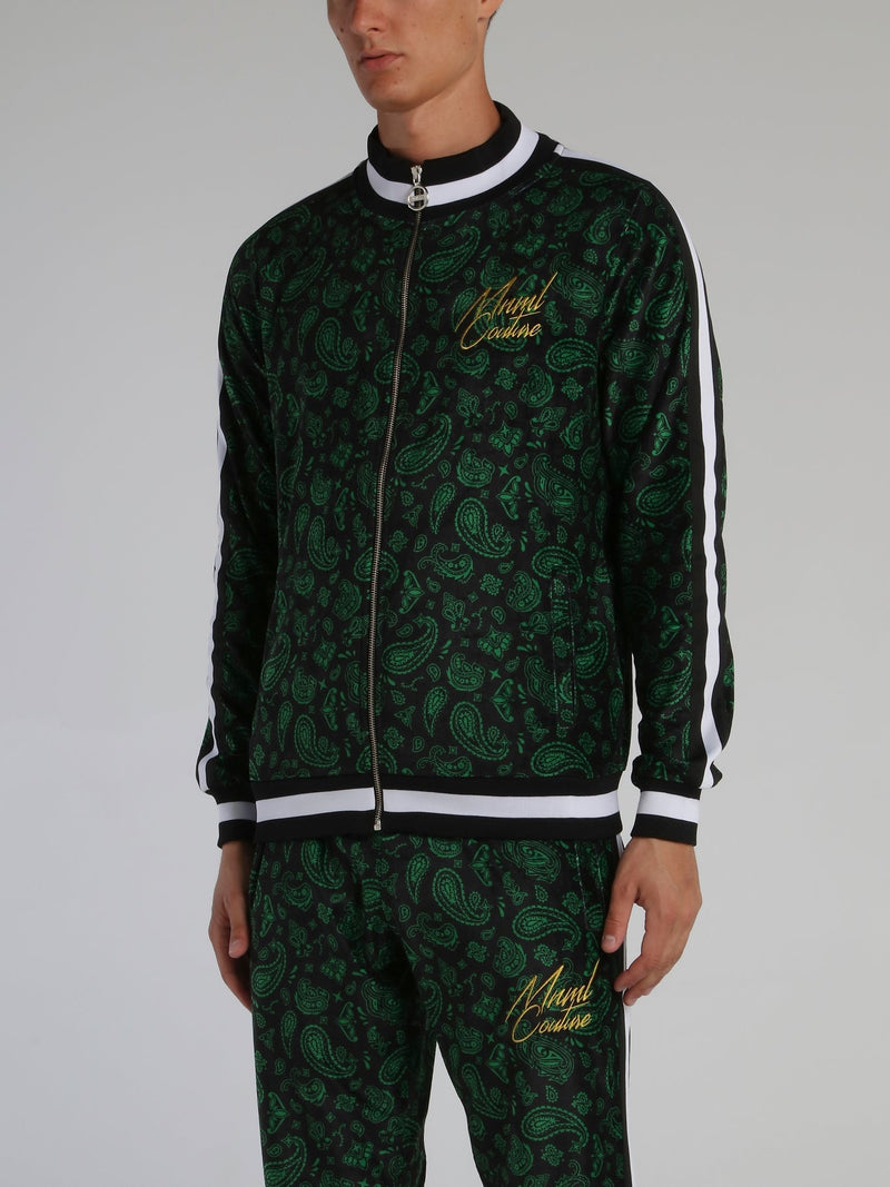 Green Paisley Print Sweatshirt