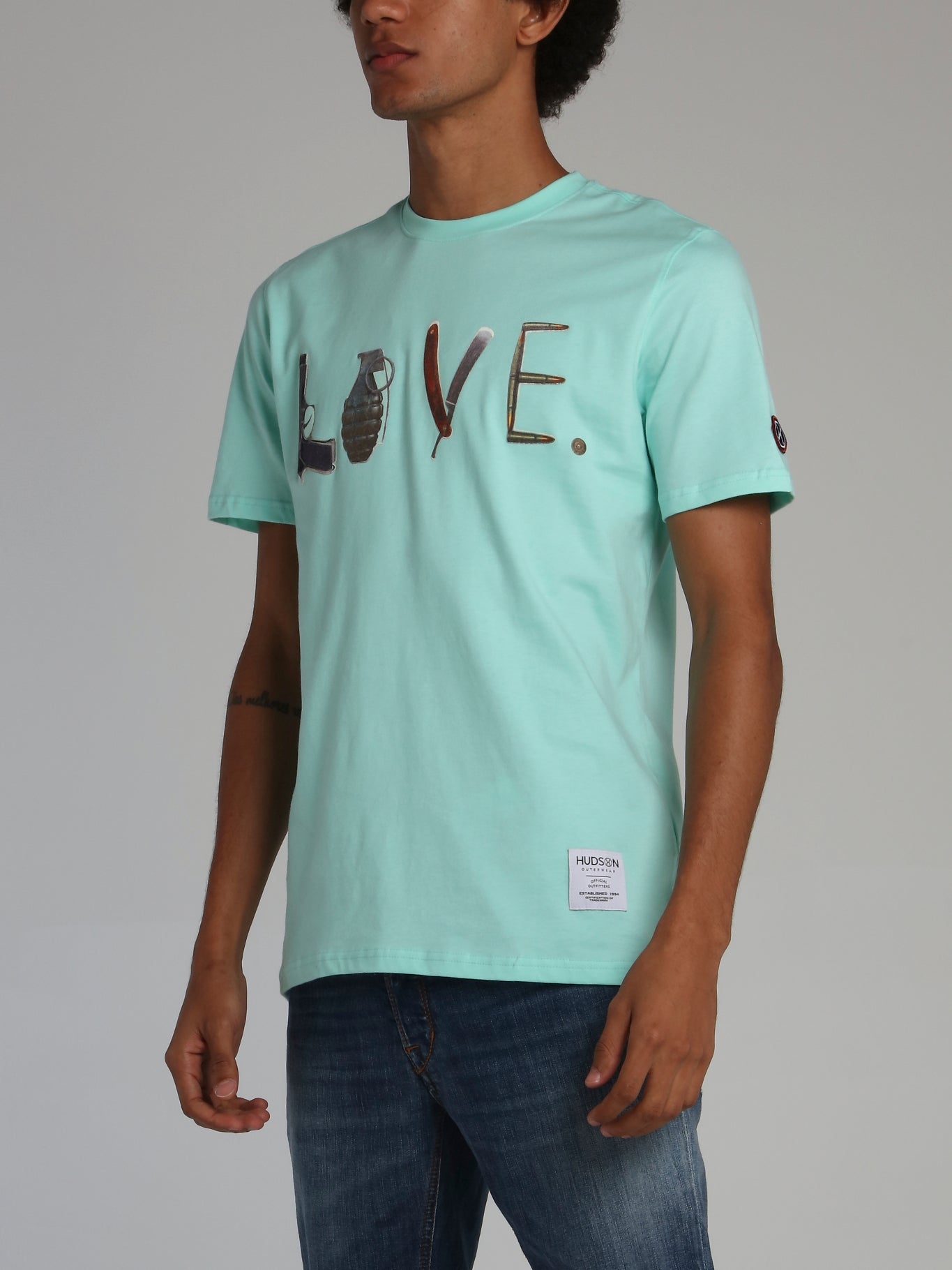 Mint Weapons or Love Statement Crewneck T-Shirt