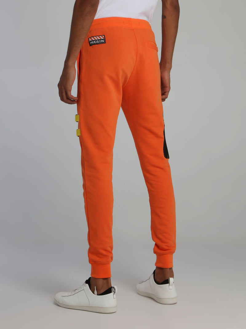 Orange Warning Statement Drawstring Sweat Pants