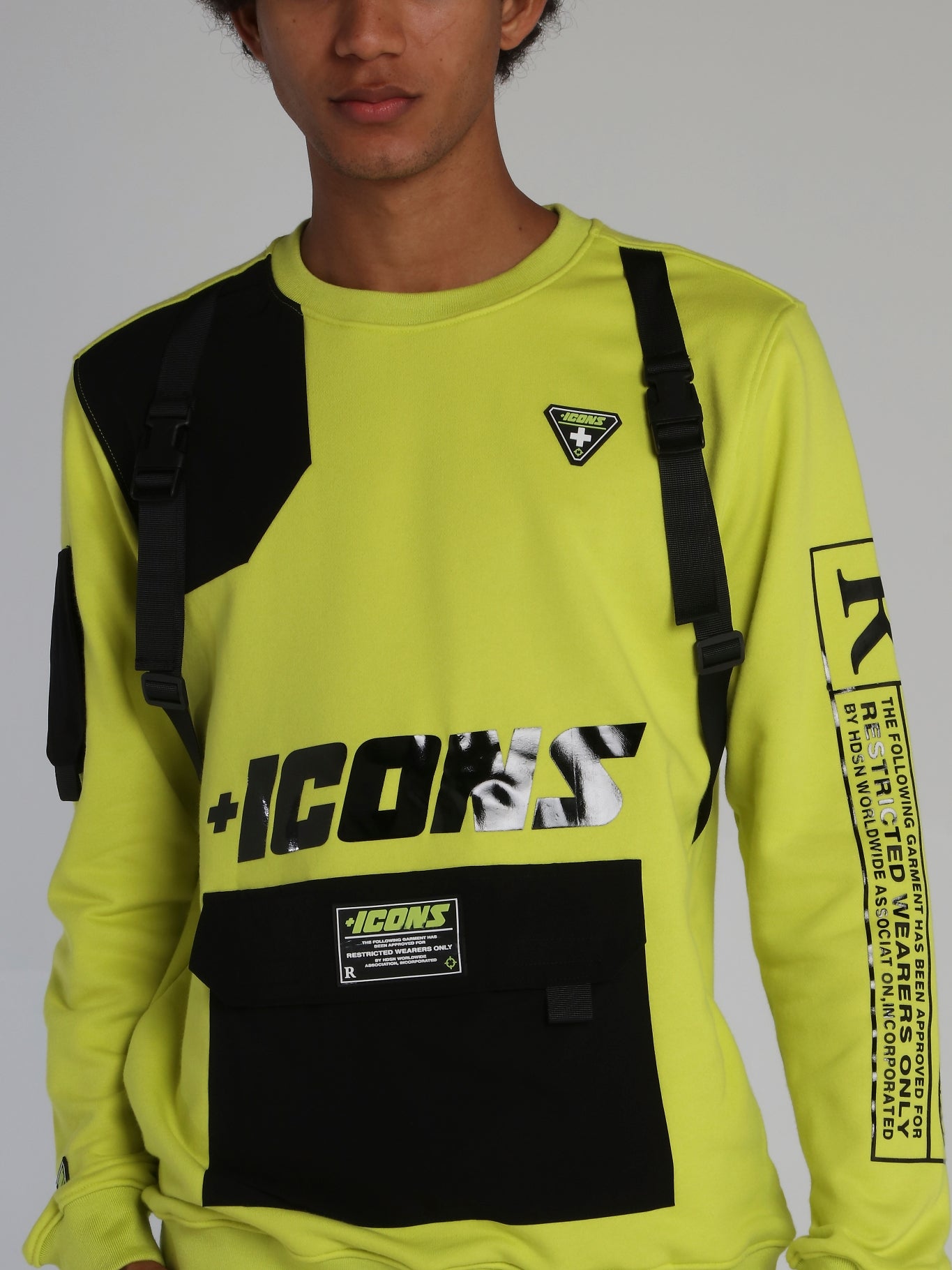 Neon Yellow Icons Tactical Crewneck Sweatshirt