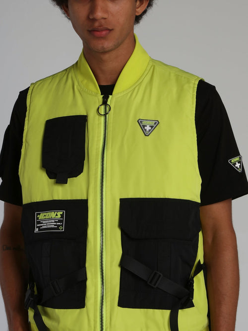 Neon Yellow Icons Tactical Zip Up Vest