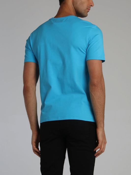 Neon Blue Core 3D Rubber Patch Crewneck T-Shirt
