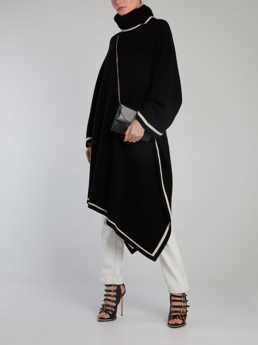 Black Merino Wool Poncho