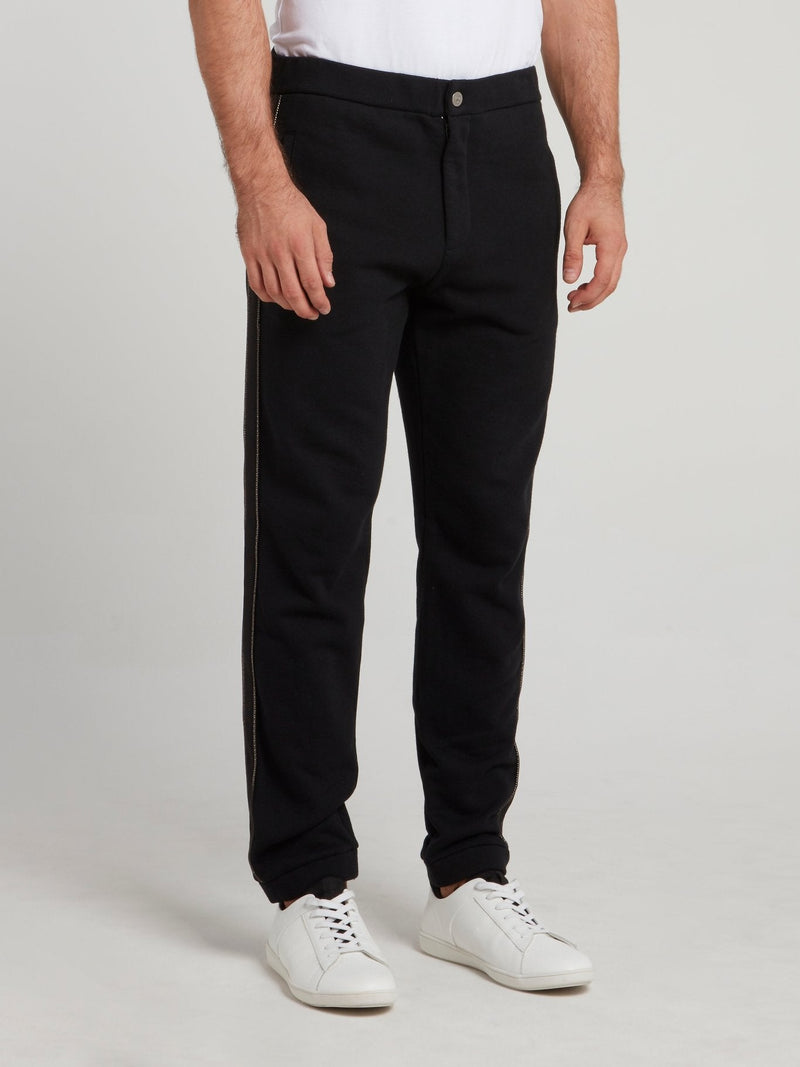 Black Chain Side Stripe Pants