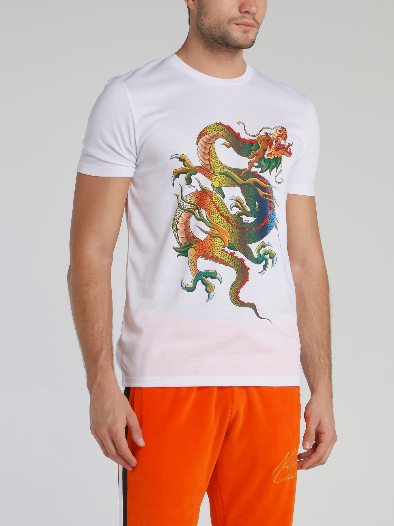 White Dragon Print T-Shirt