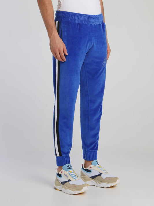 Blue Waistband Chenille Track Pants