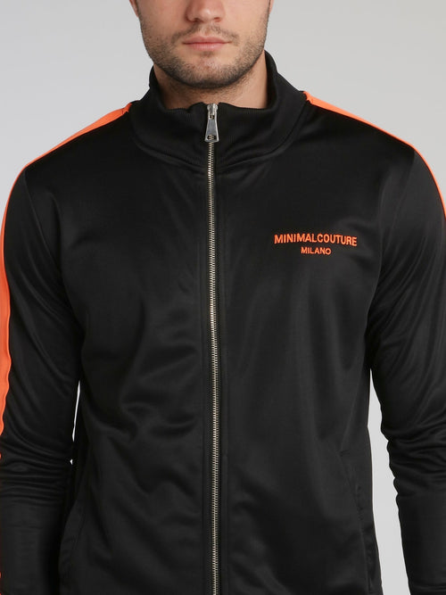 Black with Orange Contrast Lining Sweatshirt