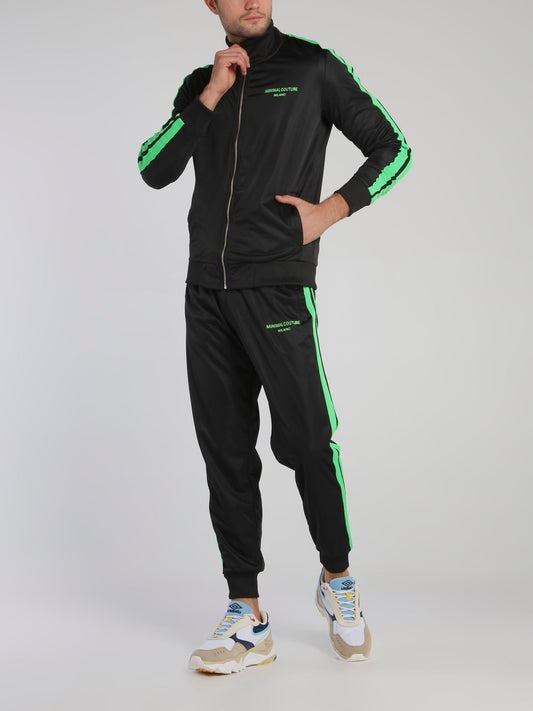 Black with Green Contrast Lining Sweatshirt