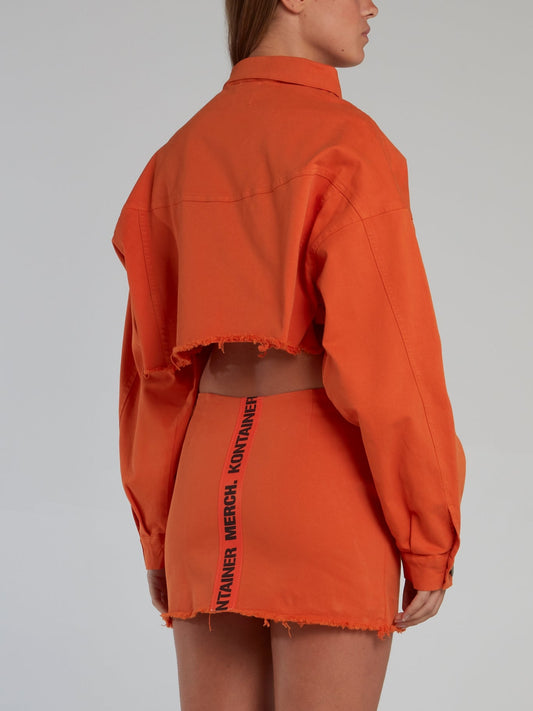 Orange Frayed Short Jacket