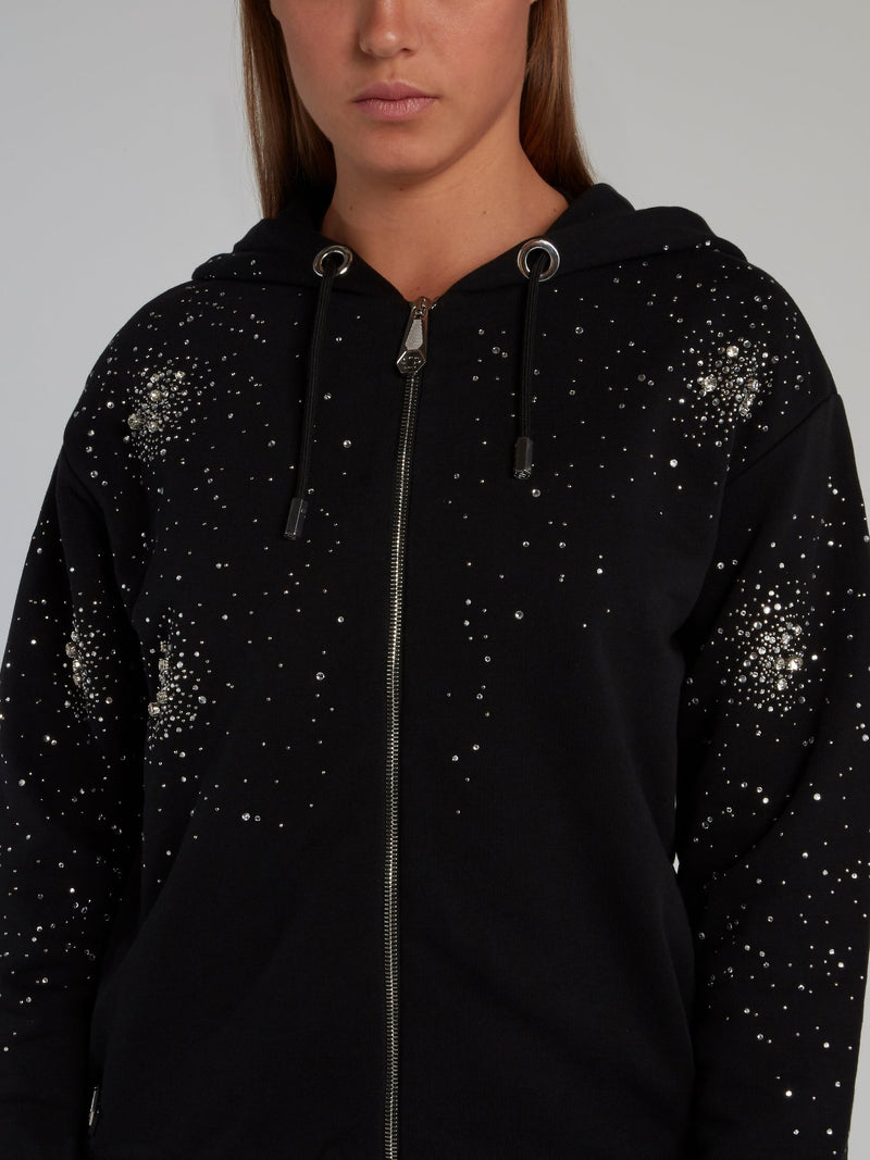 Crystal Plein Black Studded Sweatshirt