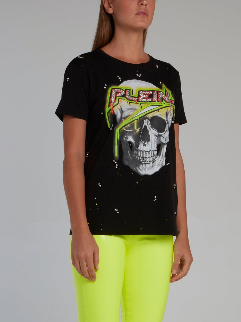 Space Plein Black Skull T-Shirt