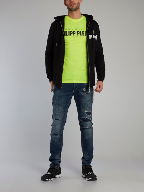 Neon Yellow Classic Logo Crewneck T-Shirt