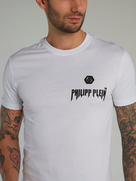 White Logo Appliquéd Cotton T-Shirt