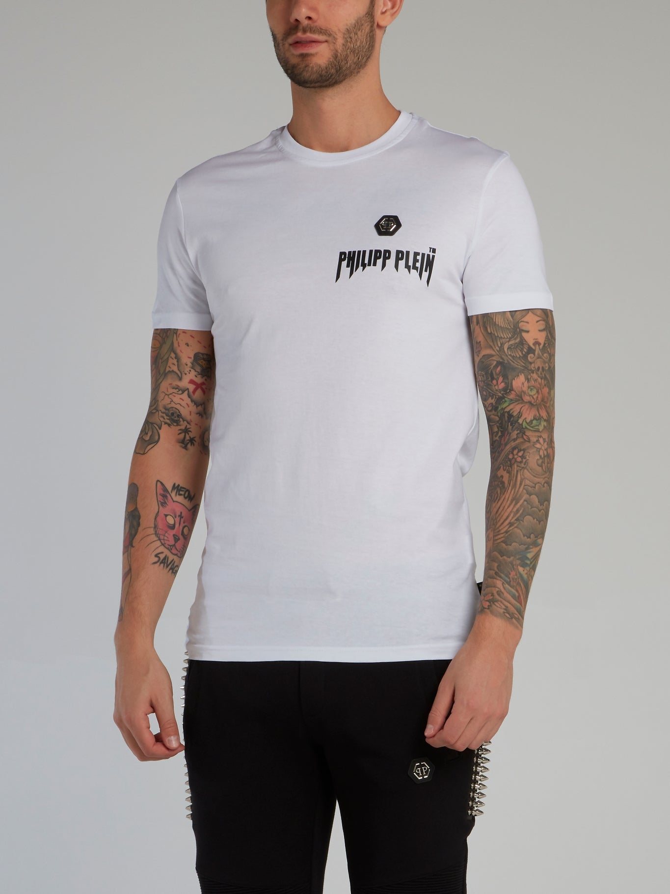 White Logo Appliquéd Cotton T-Shirt