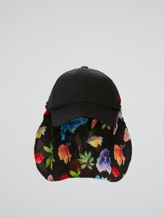 Black Flower Ball Cap