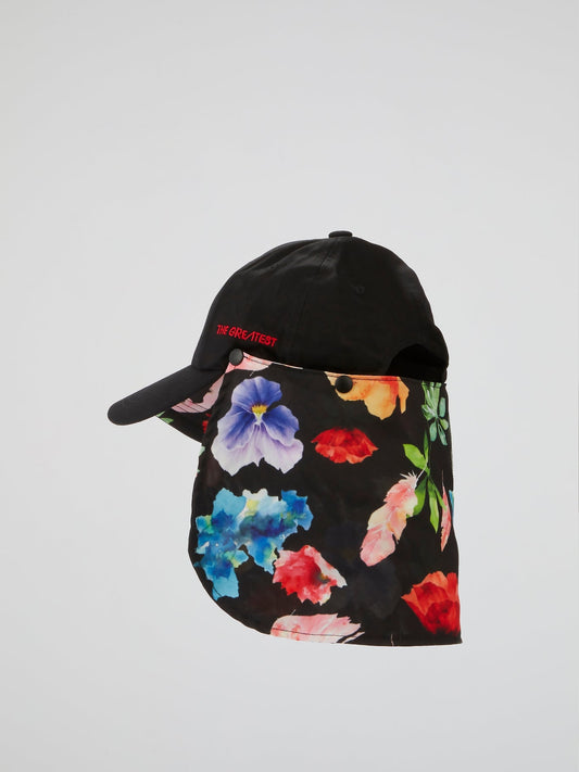 Black Flower Ball Cap
