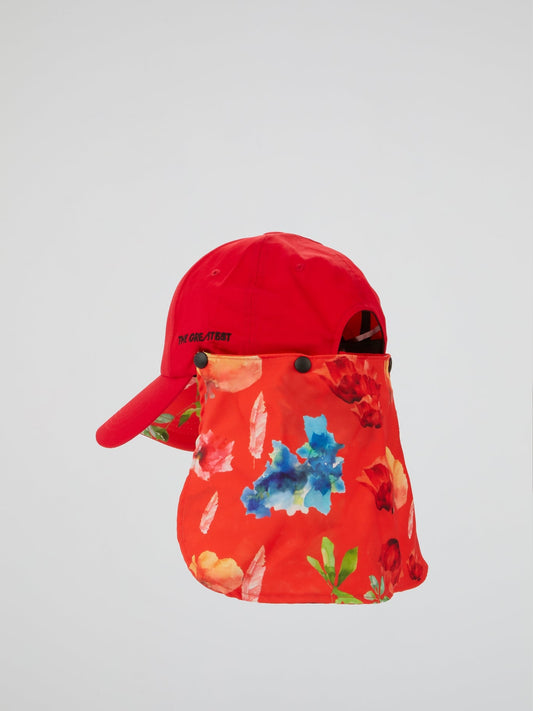 Red Flower Ball Cap