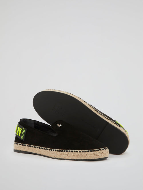 Black Neon Logo Espadrilles