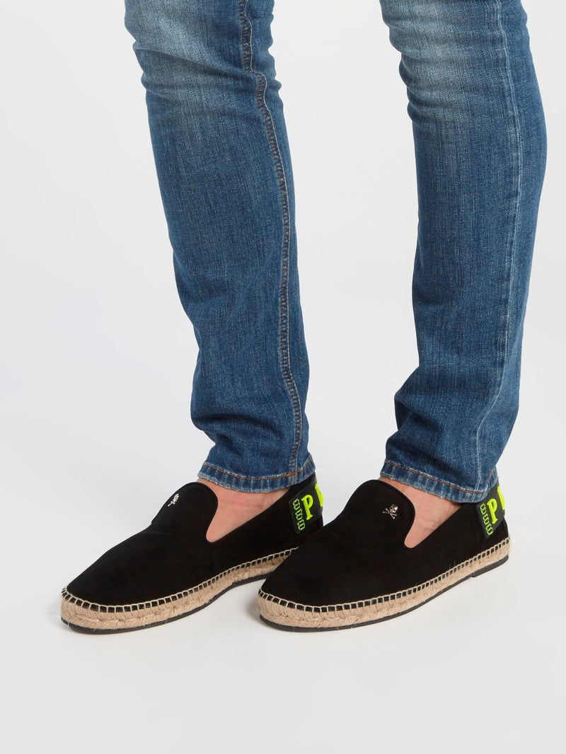 Black Neon Logo Espadrilles