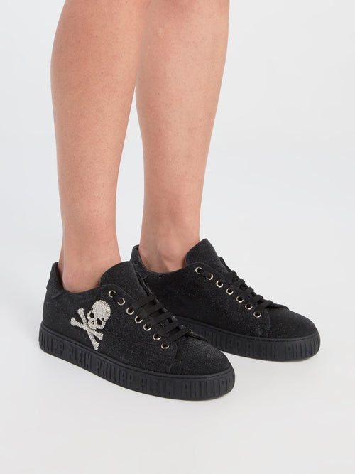 Black Crystal Skull Sneakers