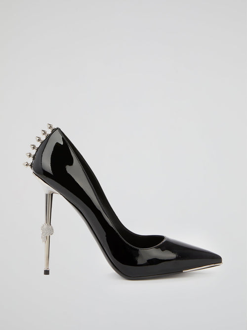 Black Spike Studded Pumps