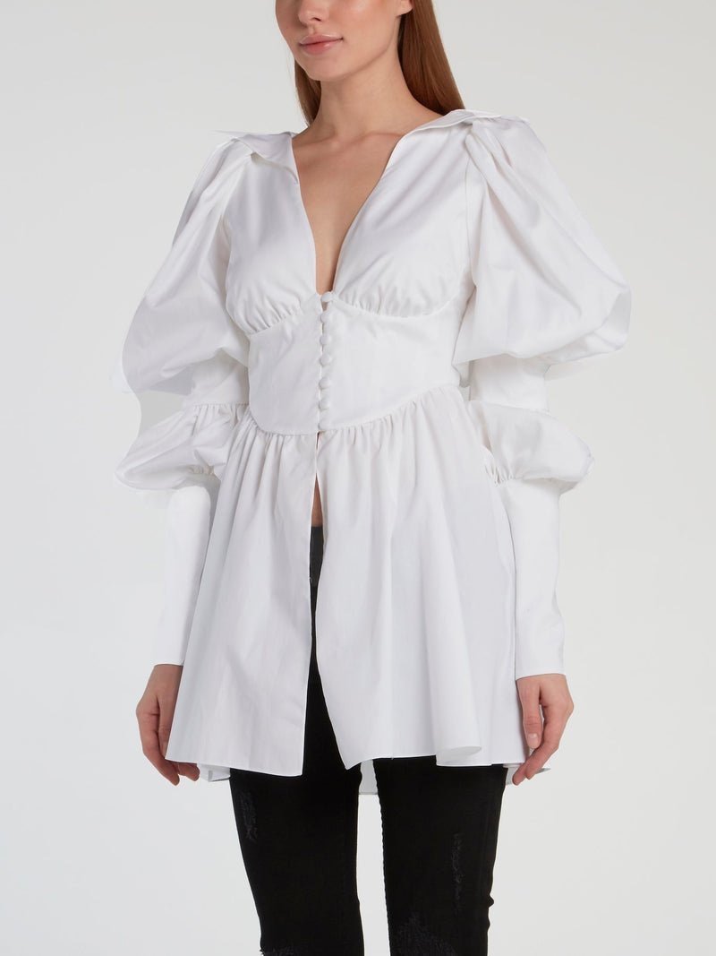 White Victorian Sleeve Flared Shirt