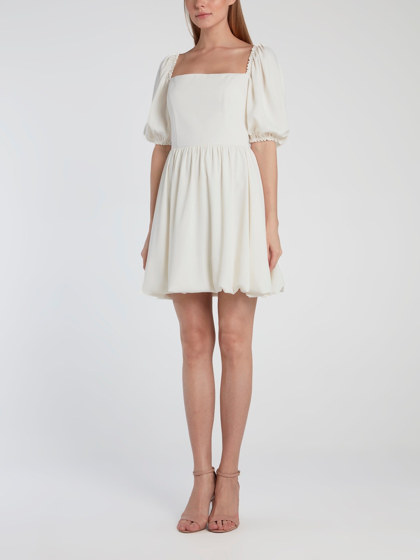 White Puff Sleeve Mini Dress