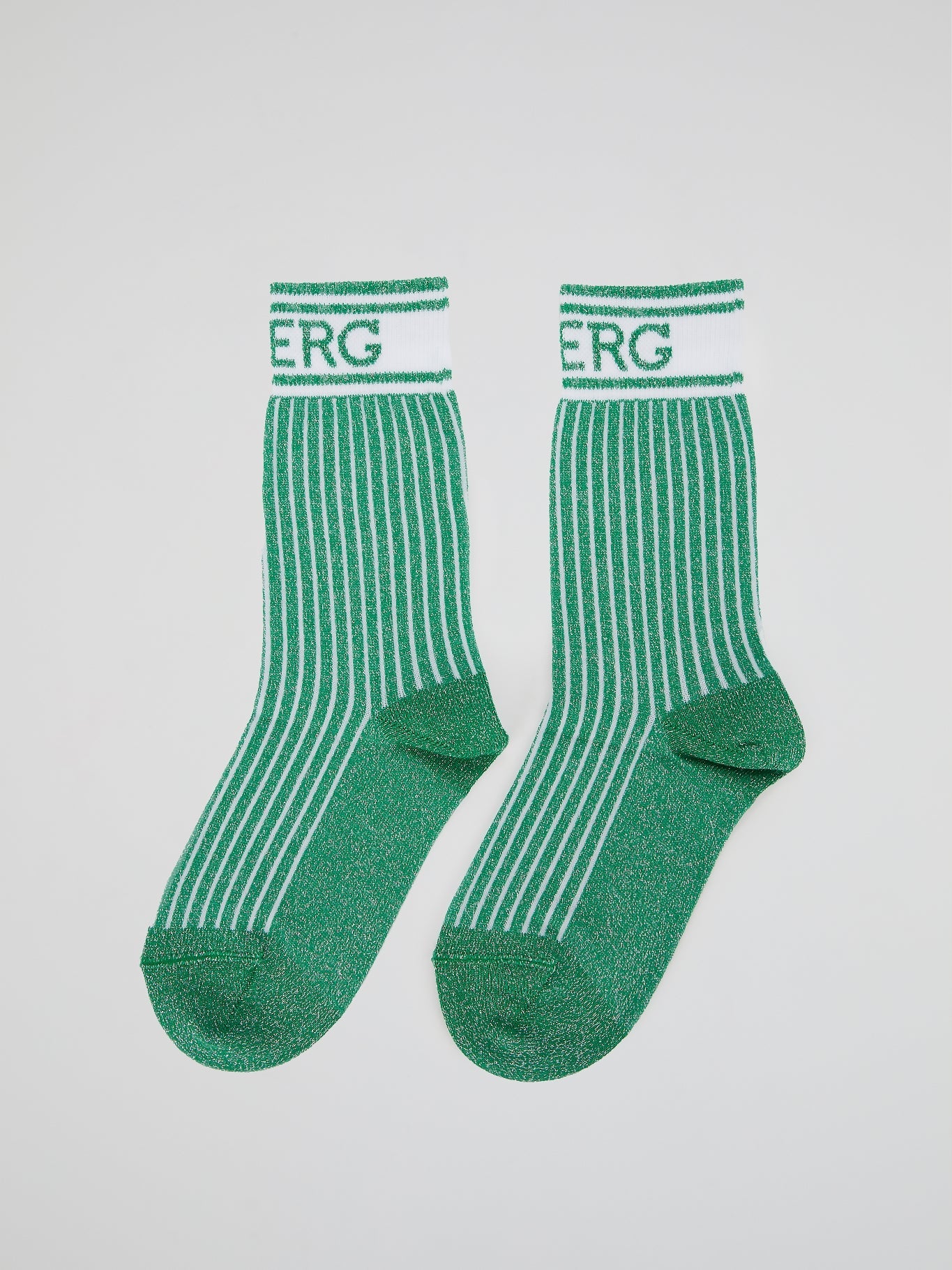 Green Logo Trim Crew Socks