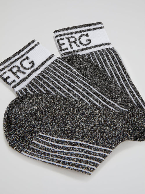 Black Logo Trim Crew Socks