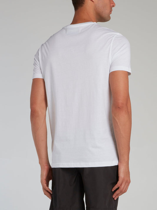 White Signature Print Cotton T-Shirt