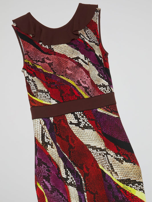 Snake Print Sleeveless Maxi Dress