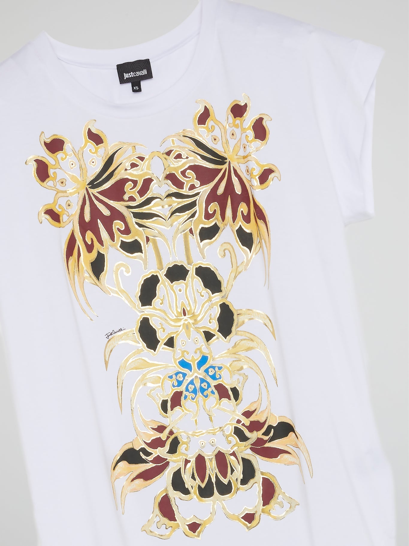 White Printed Cap Sleeve T-Shirt