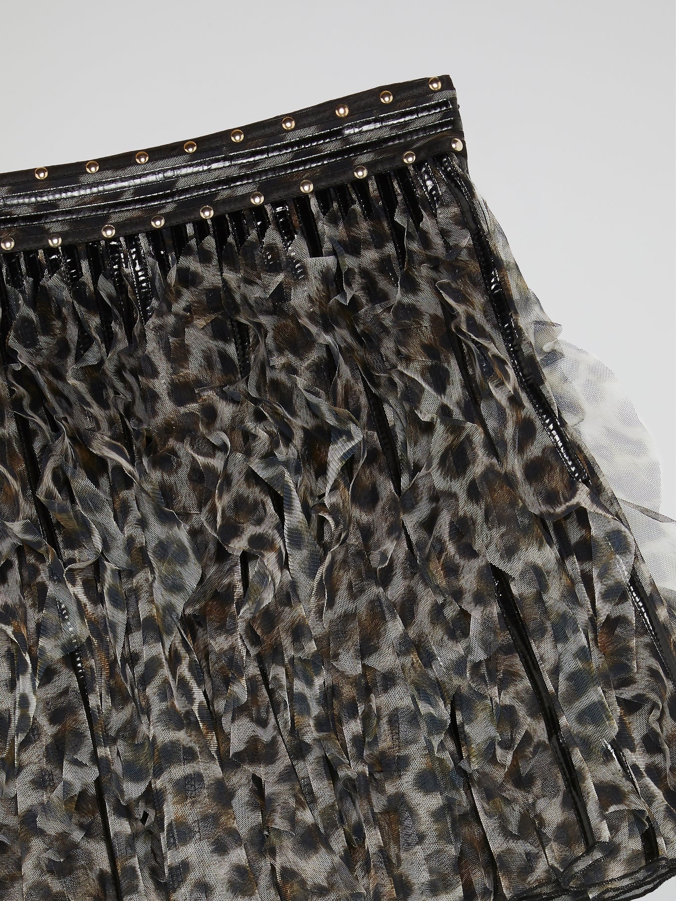 Leopard Print Frill Mini Skirt